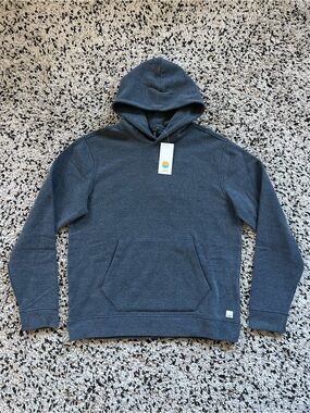 Vuori Men’s Beach Fleece Pullover Hoodie Ink Heather Blue V2058 Size Large